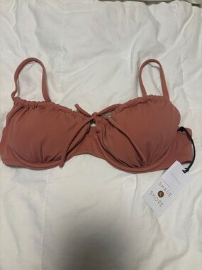 Shade & Shore Dusty Rose Ruched Underwire Bikini Top